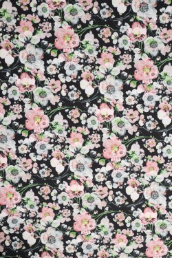 SWISS COTTON PRINTED-FLOWER DESIGN