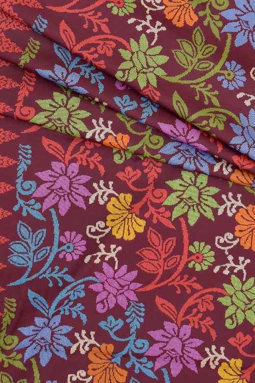 Swiss Cotton Silk Printed (Songket Design)