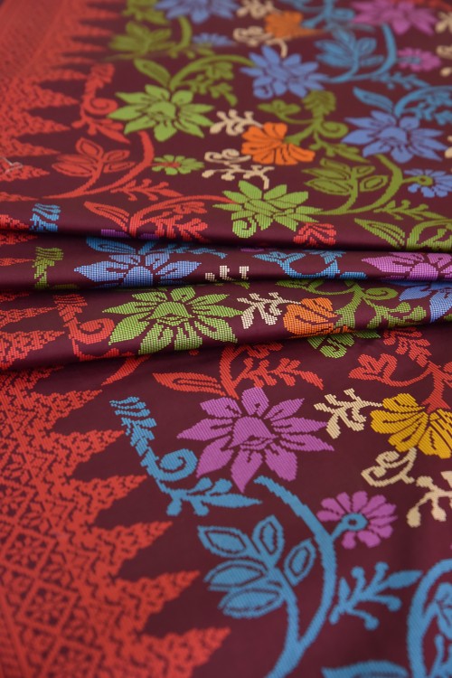 Swiss Cotton Silk Printed (Songket Design)